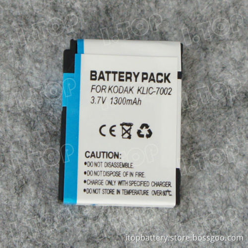 3.7V 1300mAh,High quality battery pack for Kodak KLIC-7002 replacements, Made in china